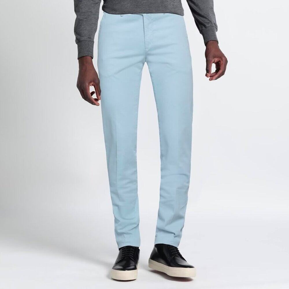 PT Torino Slim Fit Chino Pants Size 32 IT 50 Light Blue Straight Tailored PT01
